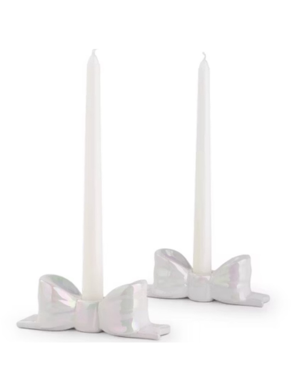 NWT Target Bullseye Playground 2pk Ceramic Bow Candle Taper Holders Christmas